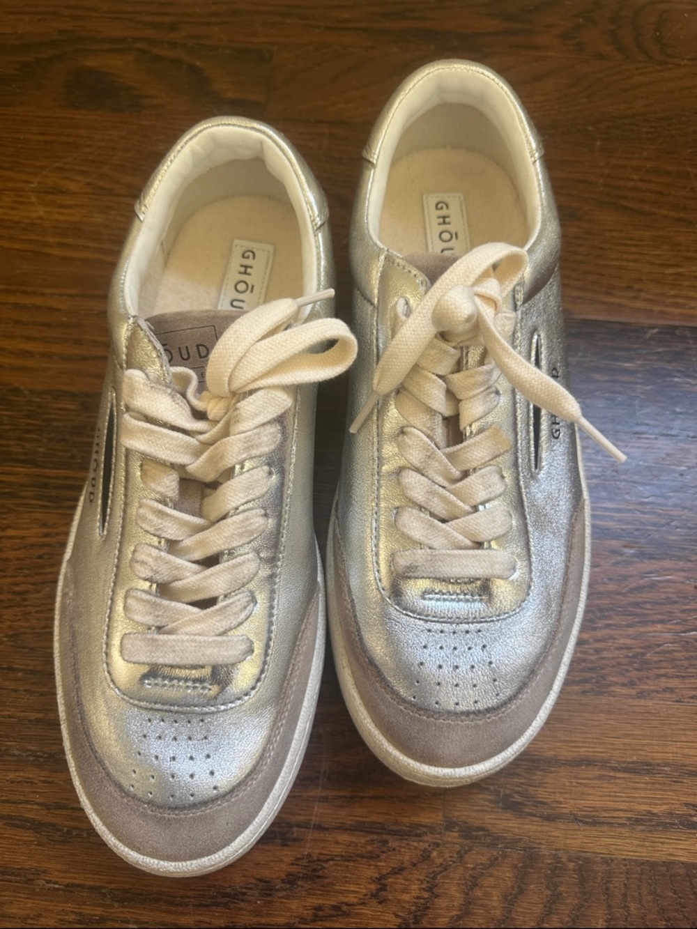 Ghoud Metallic Silver Men's Lace-Up Sneakers size 40 eu/ 10 us